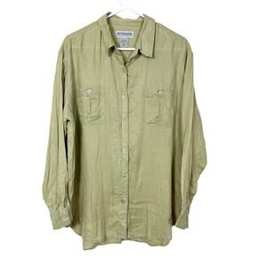 NY Khakis 100% Linen Tunic Large Button Down Lightweight EUC